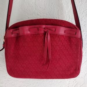 Valentino Garavani Red Logo Leather Trim Small Crossbody Bag